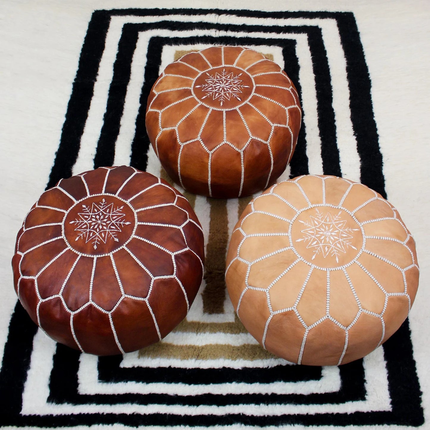 Original Leather Pouf - Moroccan