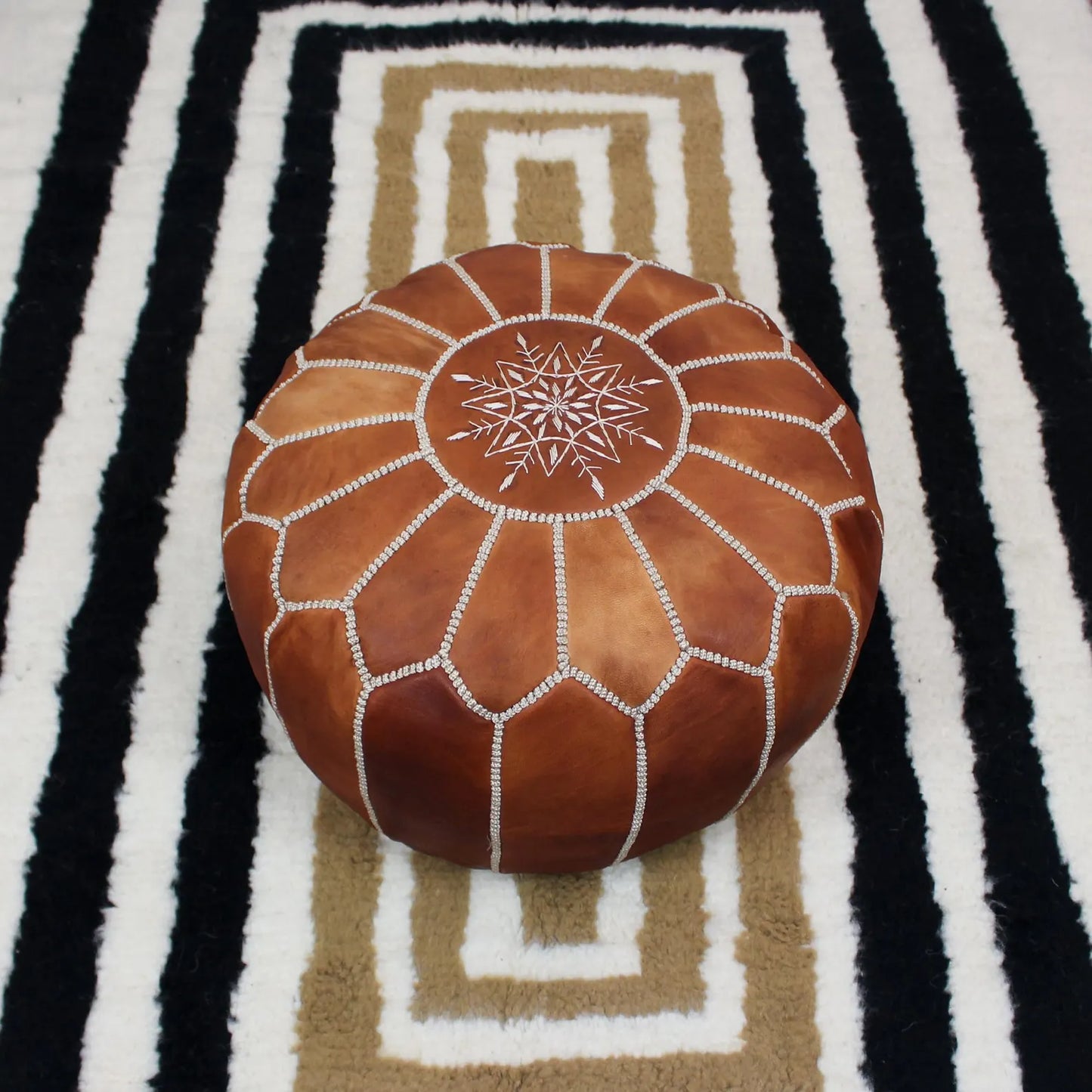 Original Leather Pouf - Moroccan