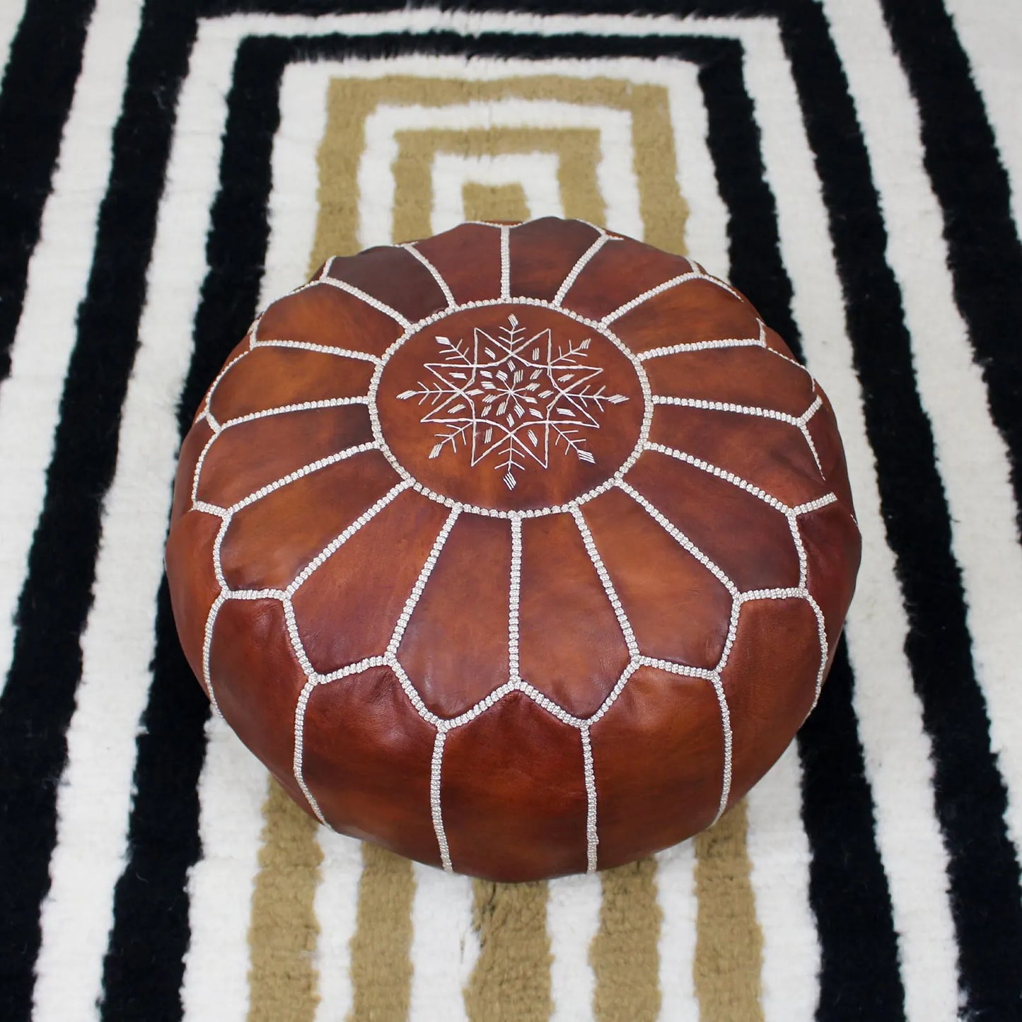 Original Leather Pouf - Moroccan